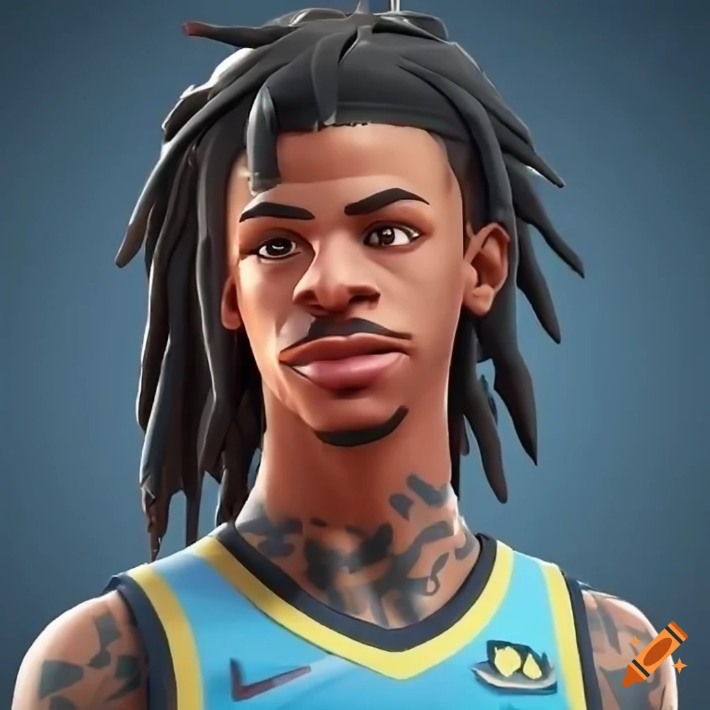 Close-up of animated 3d ja morant in fortnite