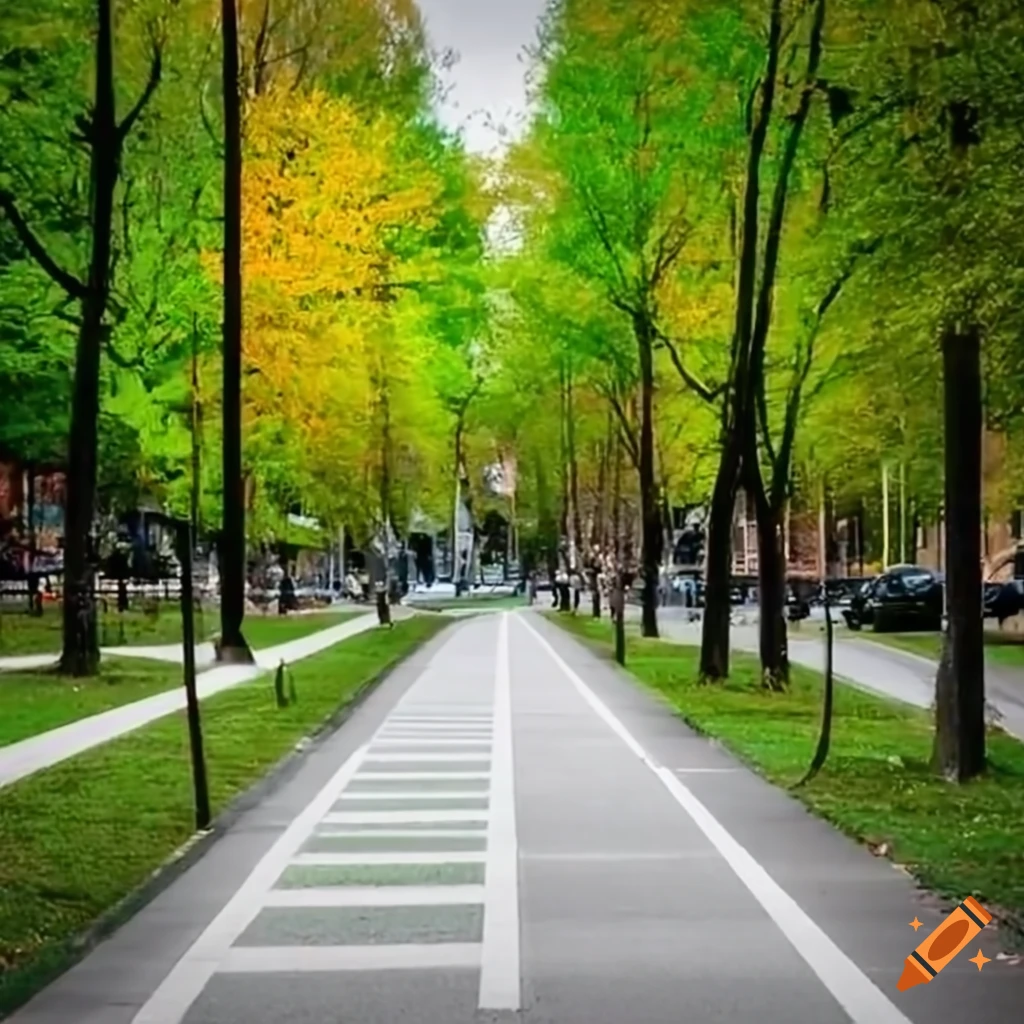 Bike Lane In A City Park