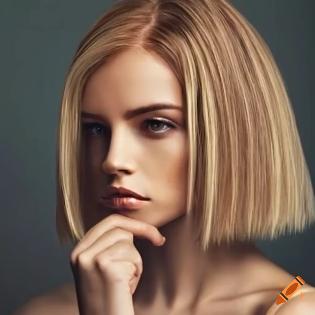 sleek and straight blonde bob haircut