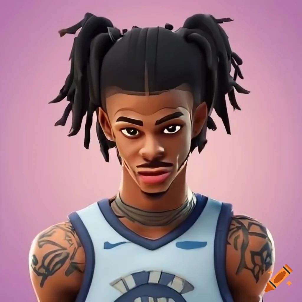 Close-up of animated ja morant in fortnite on Craiyon