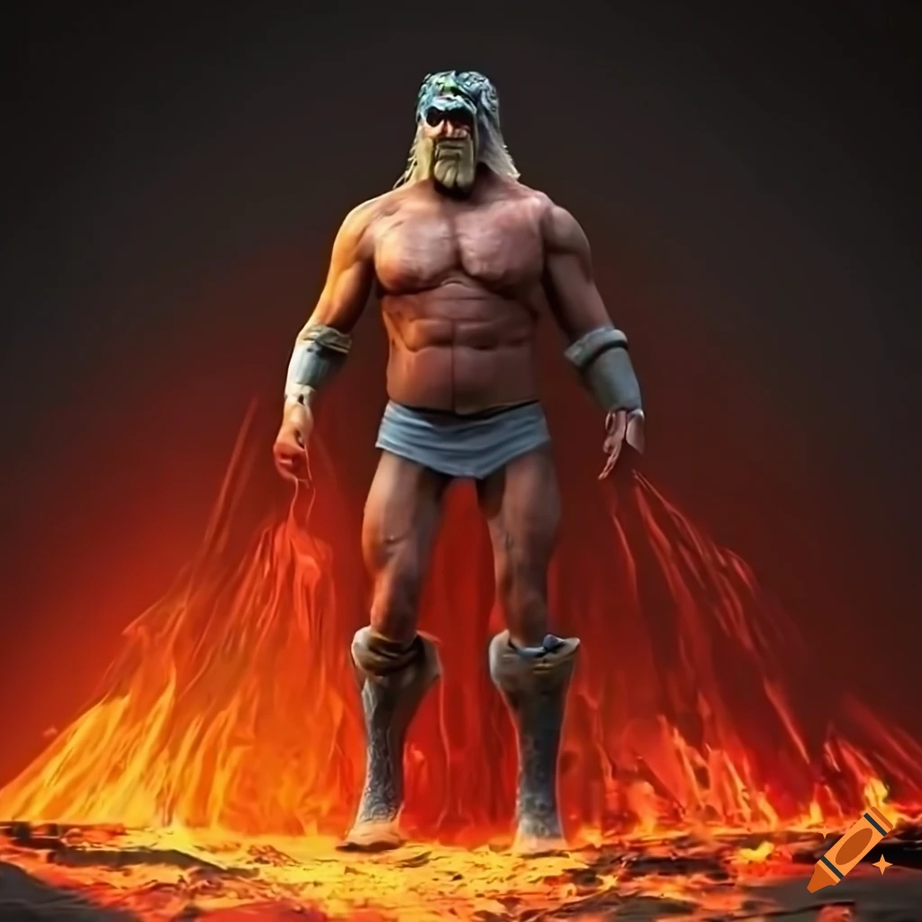 photorealistic depiction of Hulk Hogan as a gladiator in Mordor