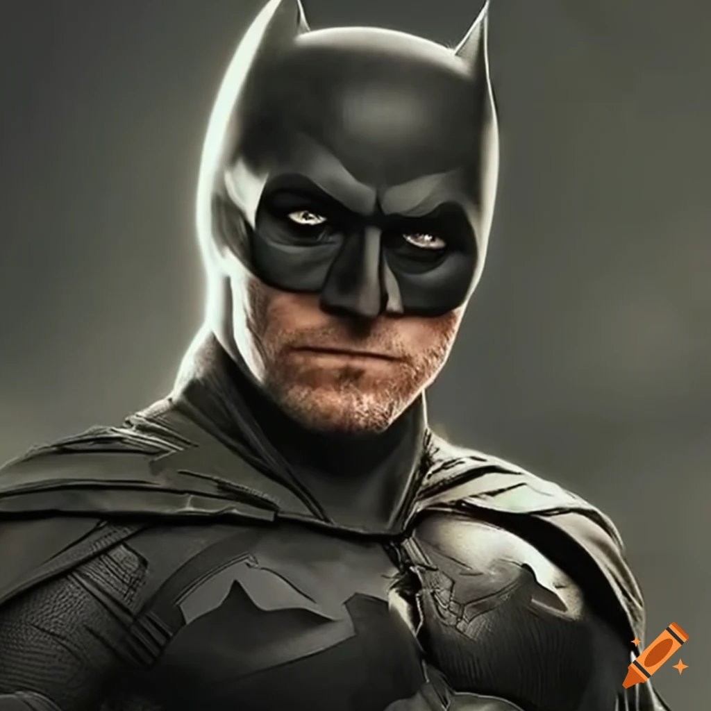 fusion of Christian Bale and Ben Affleck as Batman