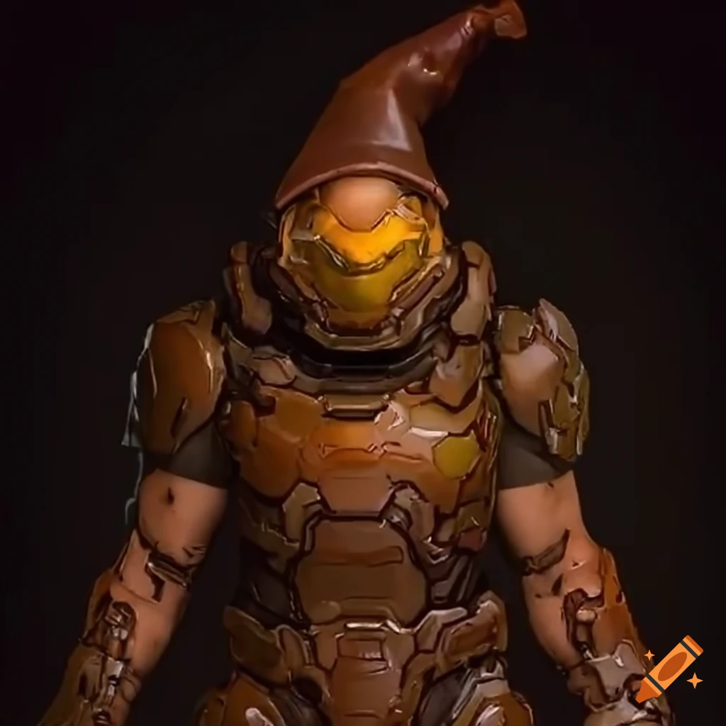 Illustration of doom slayer wearing a wizard hat