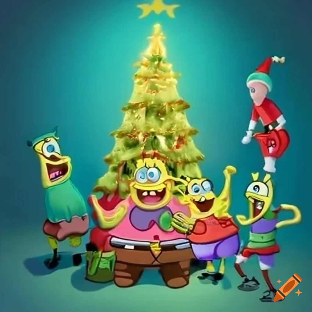 Spongebob And Buddy The Elf Decorating A Christmas Tree spongebob-and-buddy-the-elf-decorating-a-christmas-tree