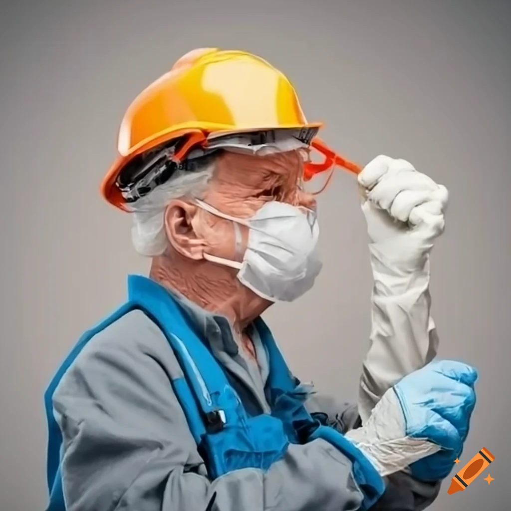 elderly electrician wearing protective equipment working on electrical connection
