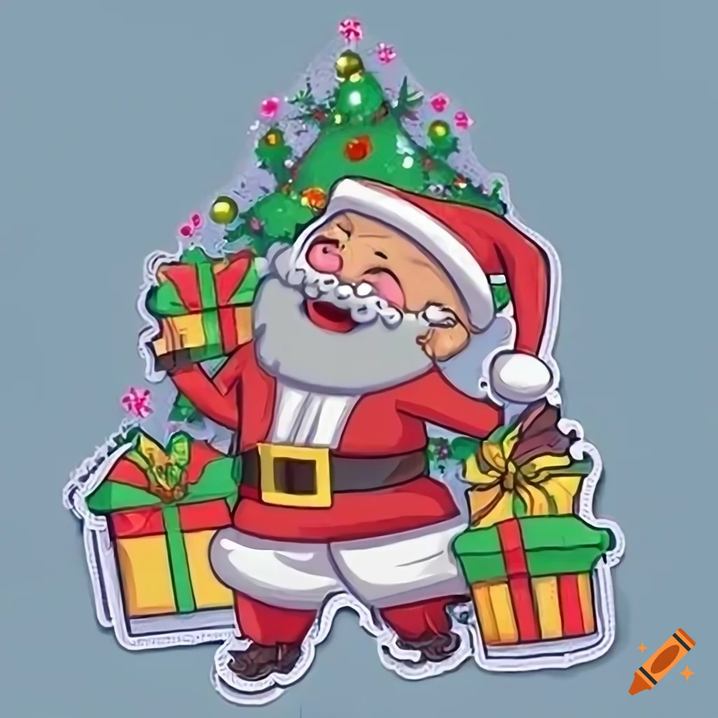 Christmas sticker for discord with santa and crypto presents on Craiyon