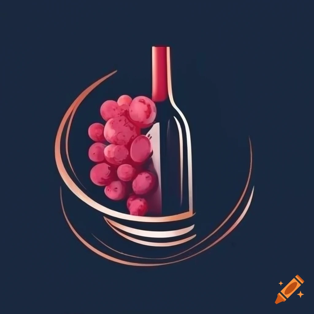 elegant logo with grapes and red wine