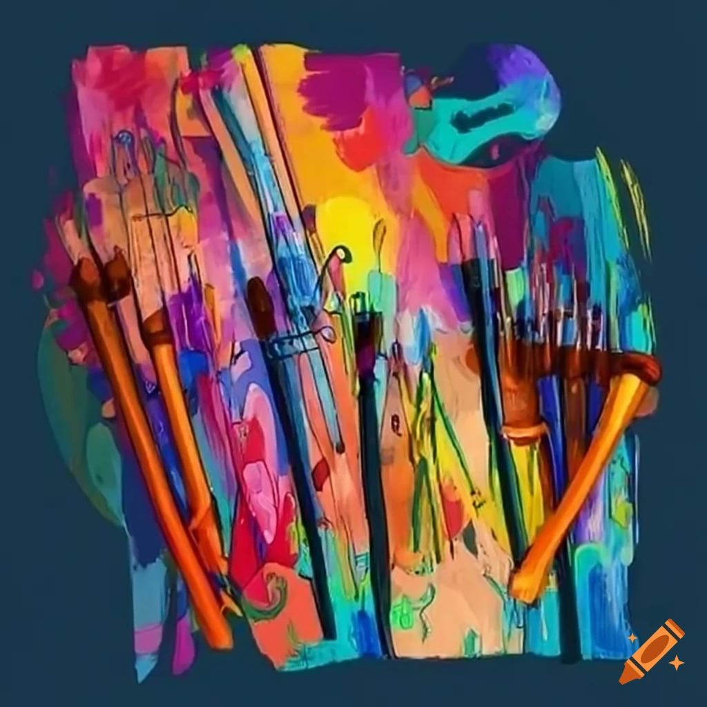 Woodwind instruments in warm colors on Craiyon