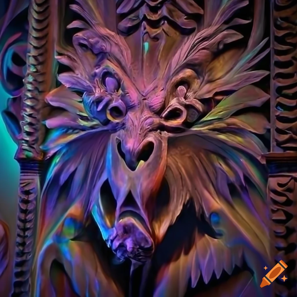 detailed sculpture of a moth werewolf motif