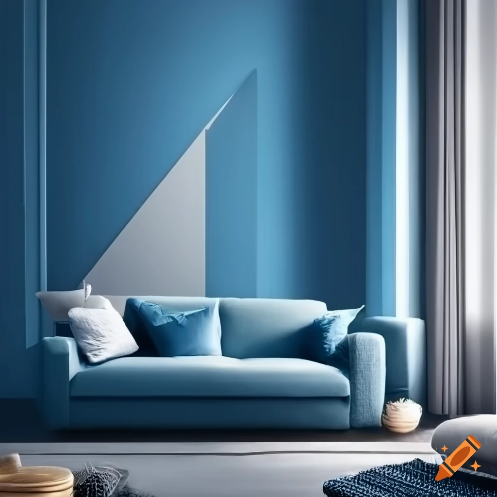 Realistic interior design with a beautiful blue-lit ambiance