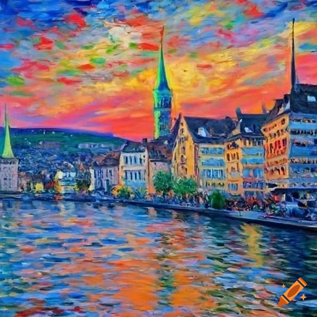 painting of zurich cityscape on Craiyon