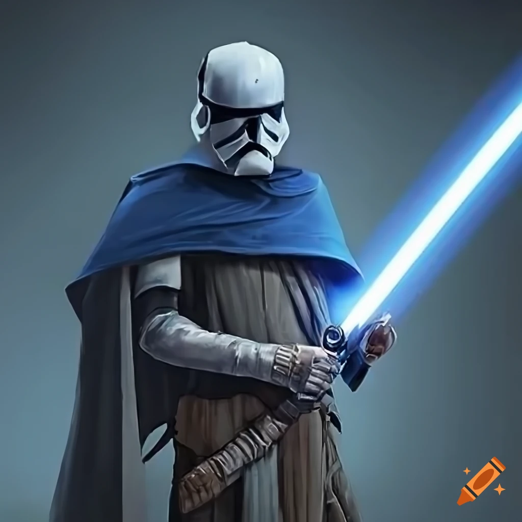 Image of an epic male star wars character wielding a lightsaber on Craiyon