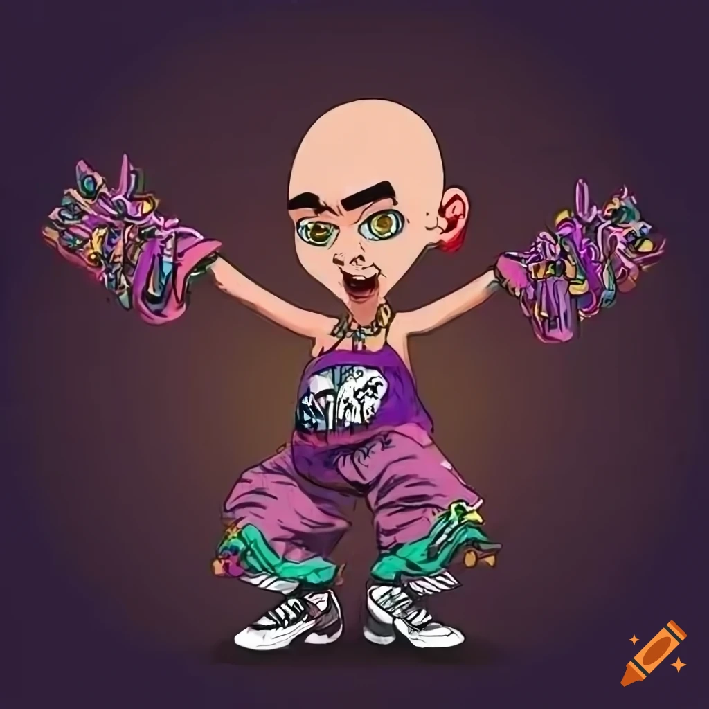 90s style punk character with big pants and sneakers