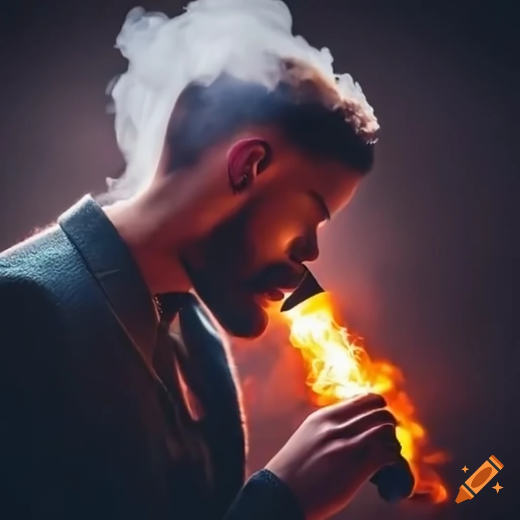 stylish man vaping with a unique flavor
