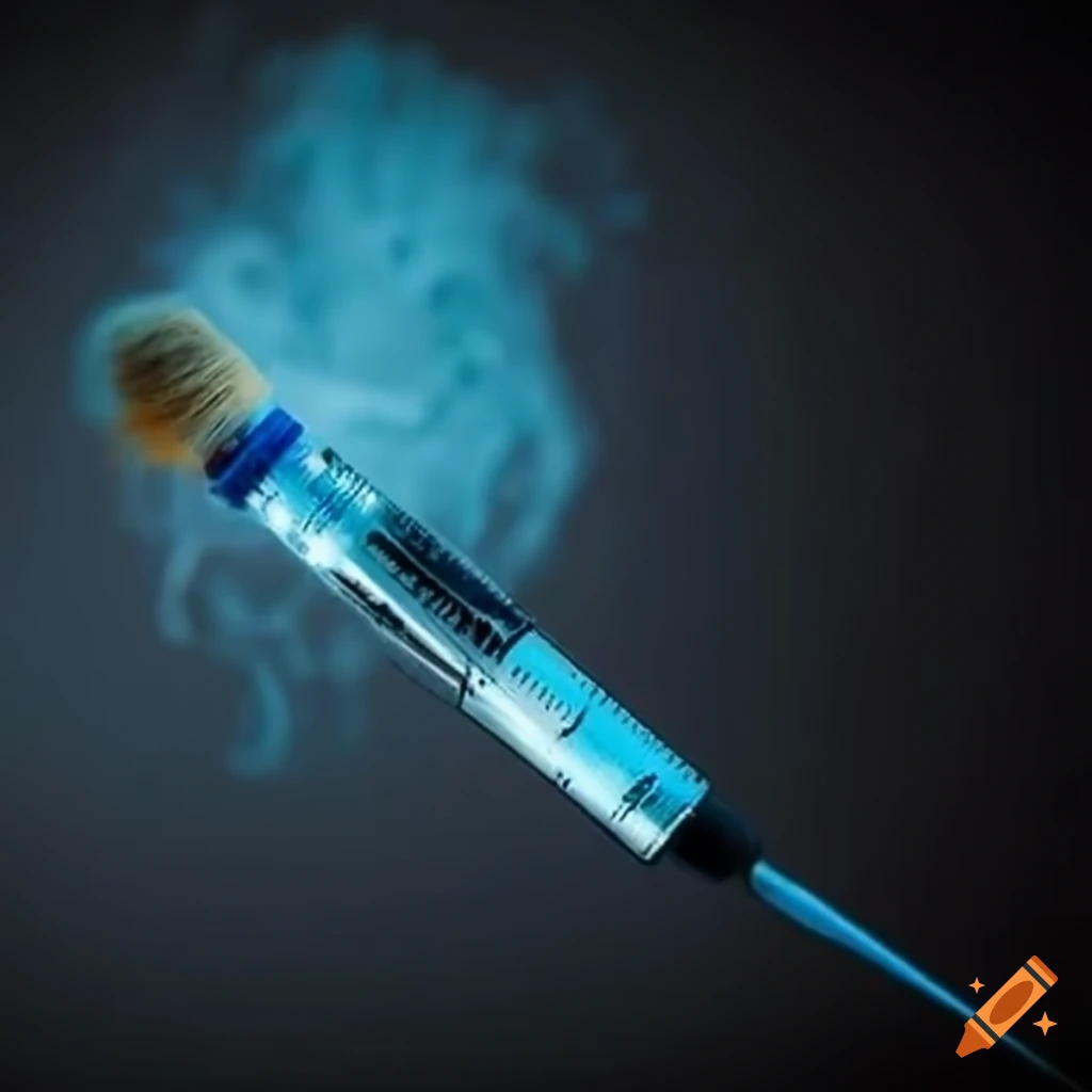 Artistic insulin injection in the shape of a paintbrush