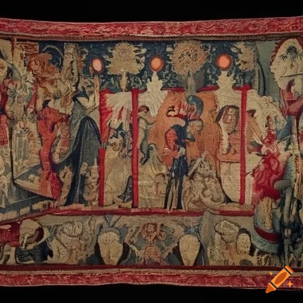 11th-century tapestry depicting a scene from Helluva Boss