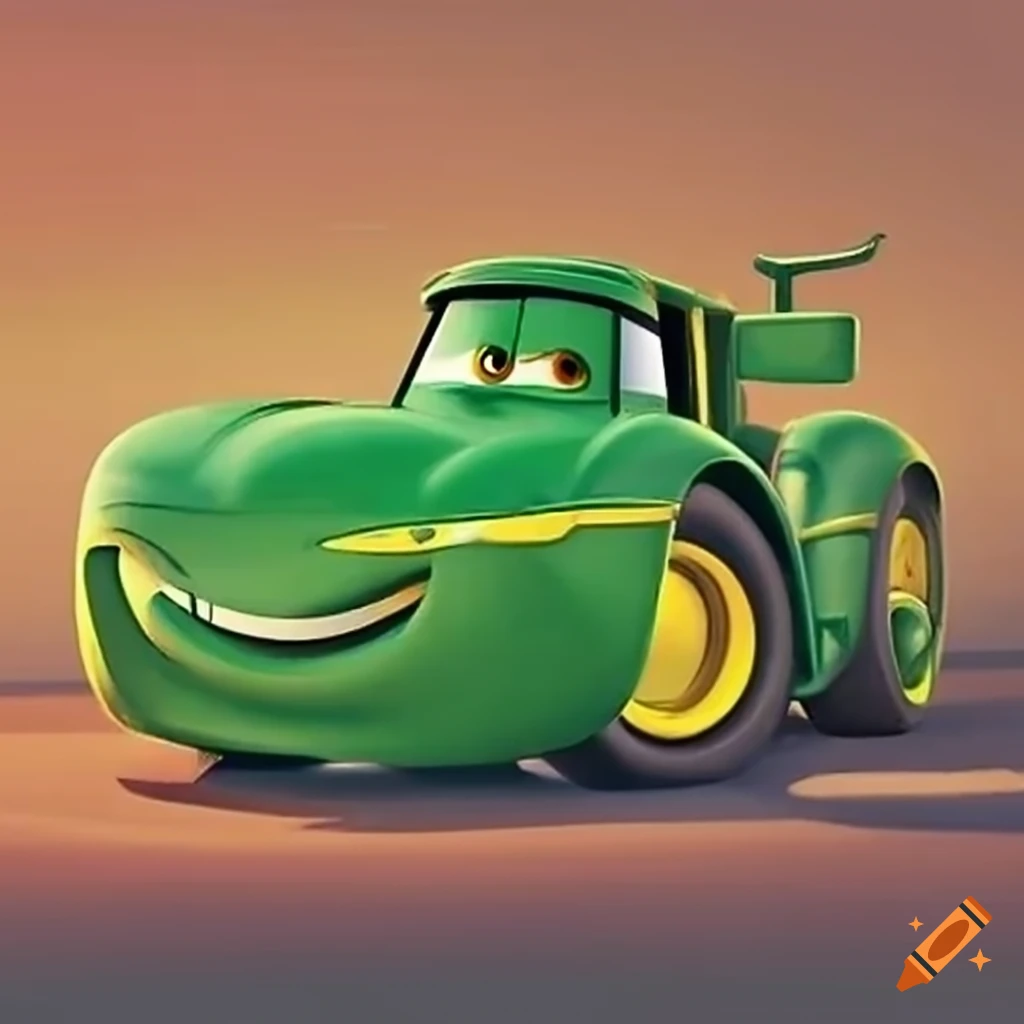 cartoon tractor in Disney Cars style