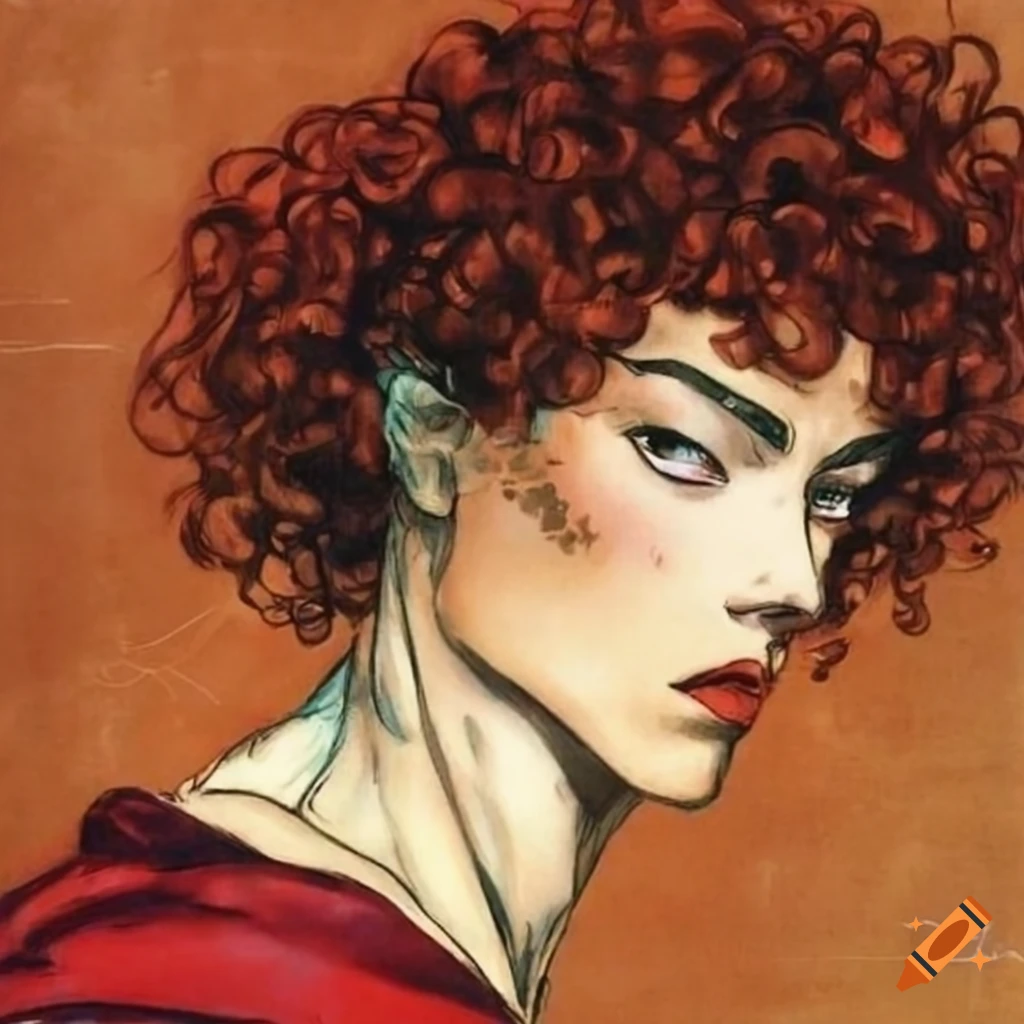 Illustration of a red-haired superhero with curly hair
