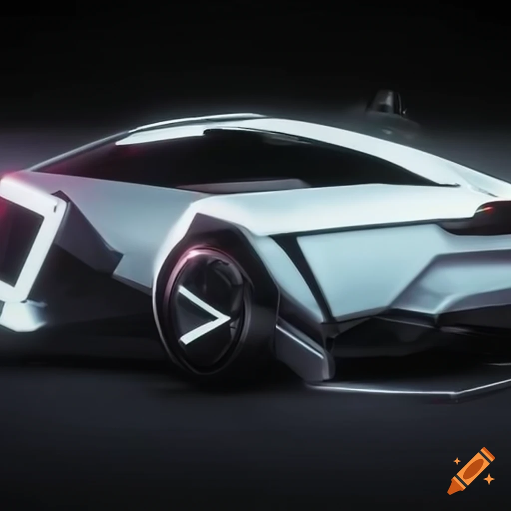 White cyberpunk car with sleek design on Craiyon
