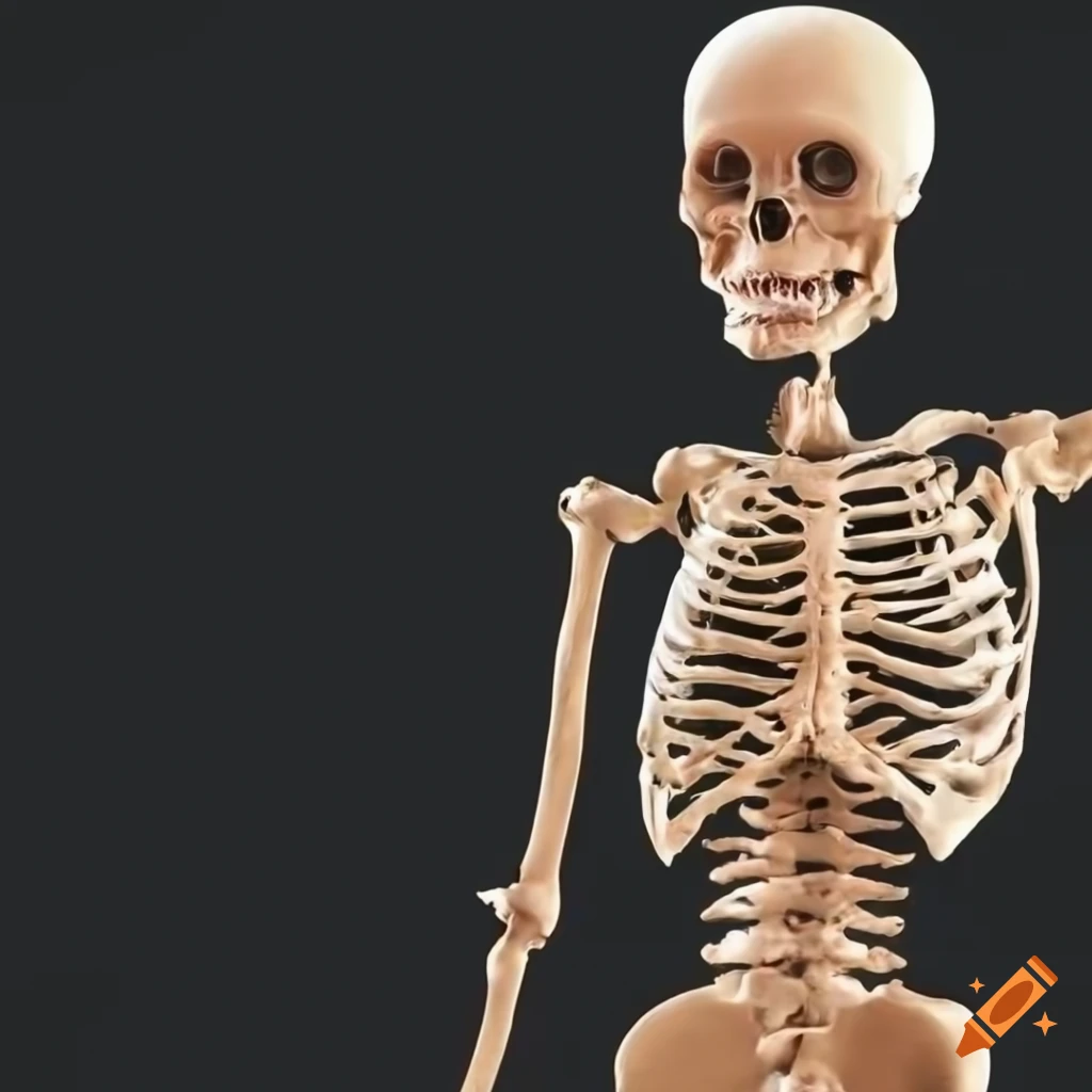 Anatomically correct skeleton on black background