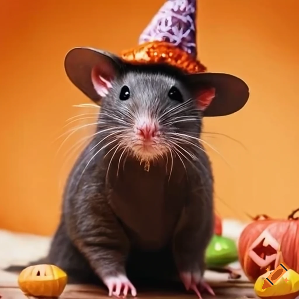 Adorable rat in halloween costume