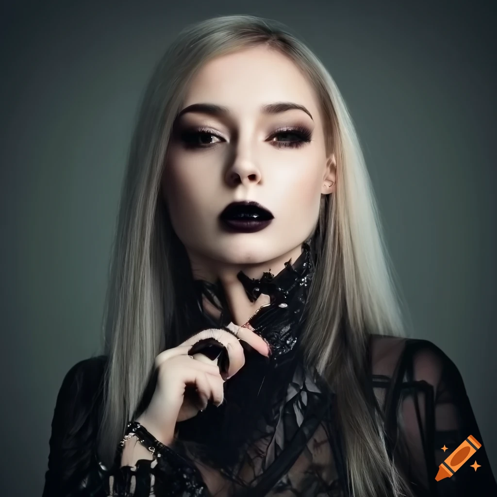 Portrait of a stunning blond girl with gothic fashion
