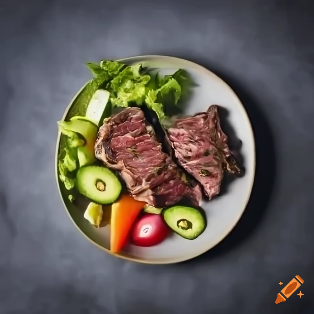 platillo de carne asada with avocado, chicharron, bacon, and salad