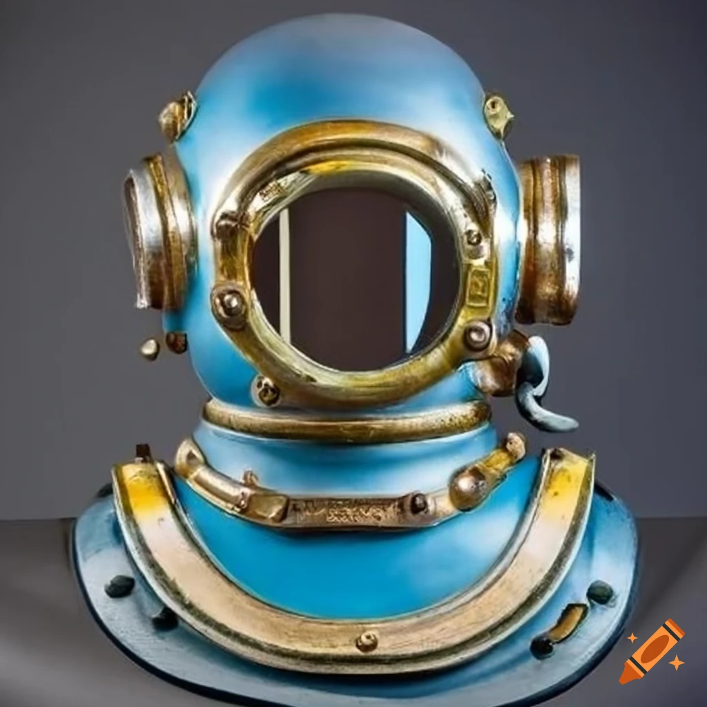 Blue vintage diving suit helmet on Craiyon