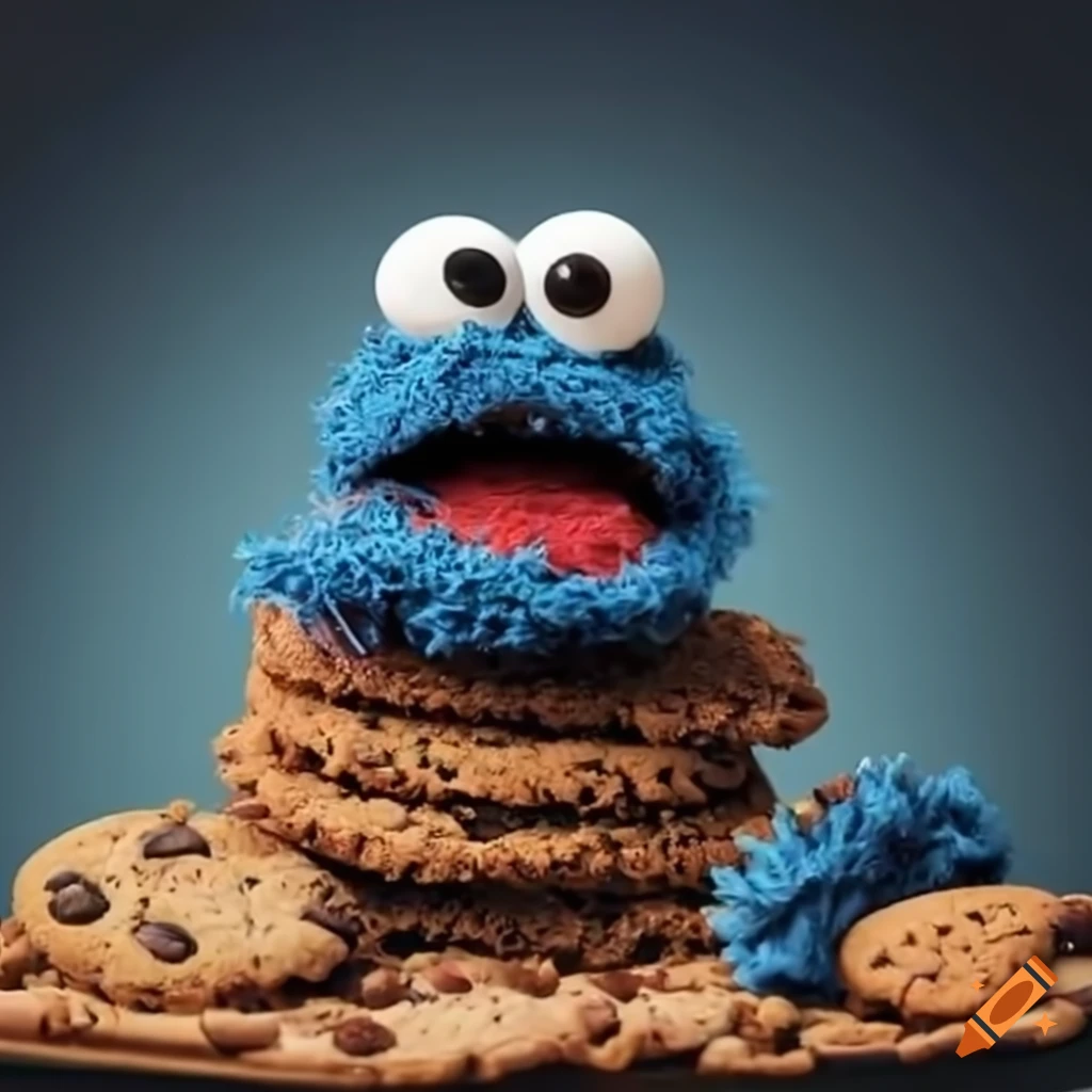Cookie monster surrounded by cookies on Craiyon