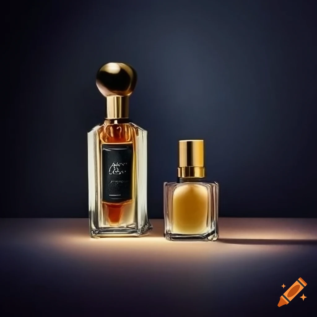 Image of a pure perfume oud decanter and roll on bottle