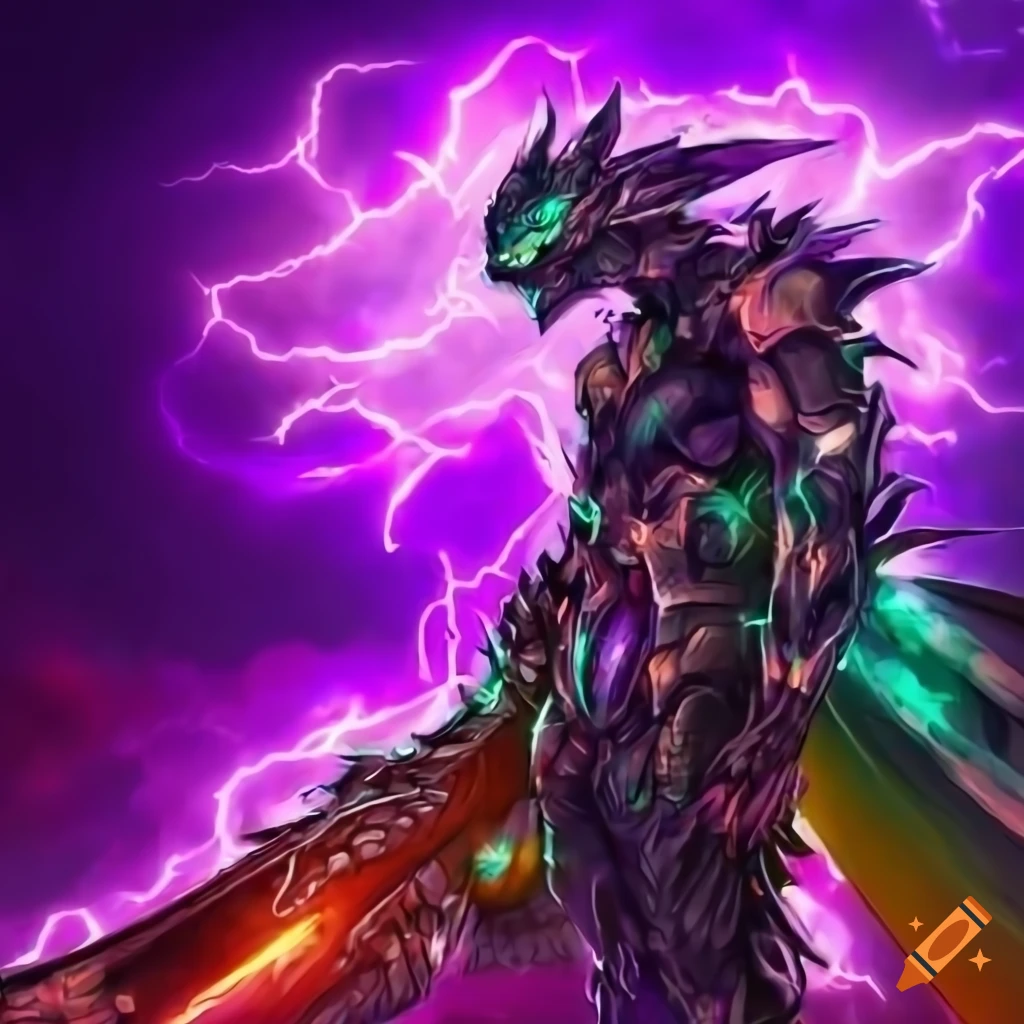 Digital art of a winged dragon warrior in cybernetic armor on Craiyon