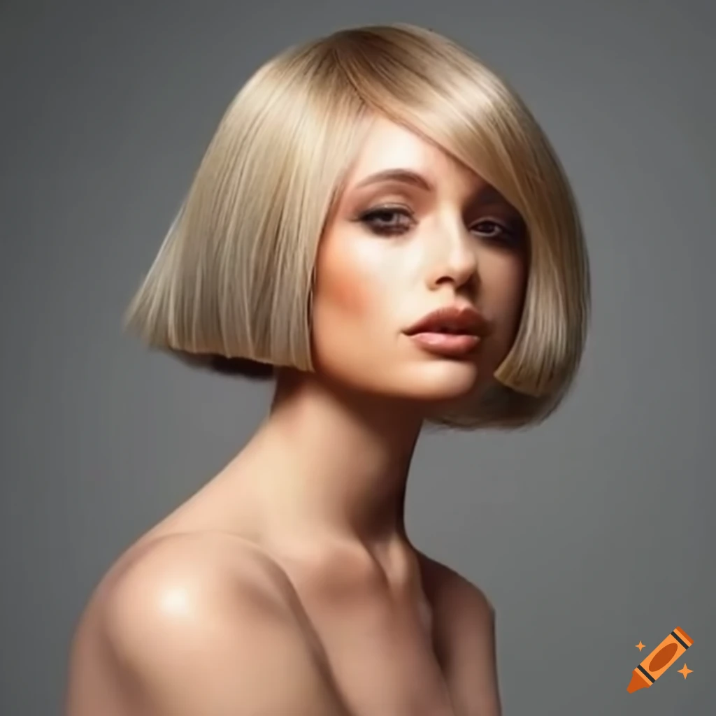 blonde bob hairstyle with sleek and shiny finish