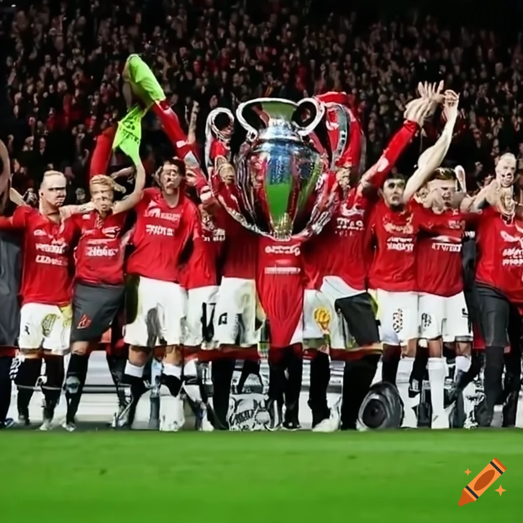 Manchester united celebrating champions league victory on Craiyon