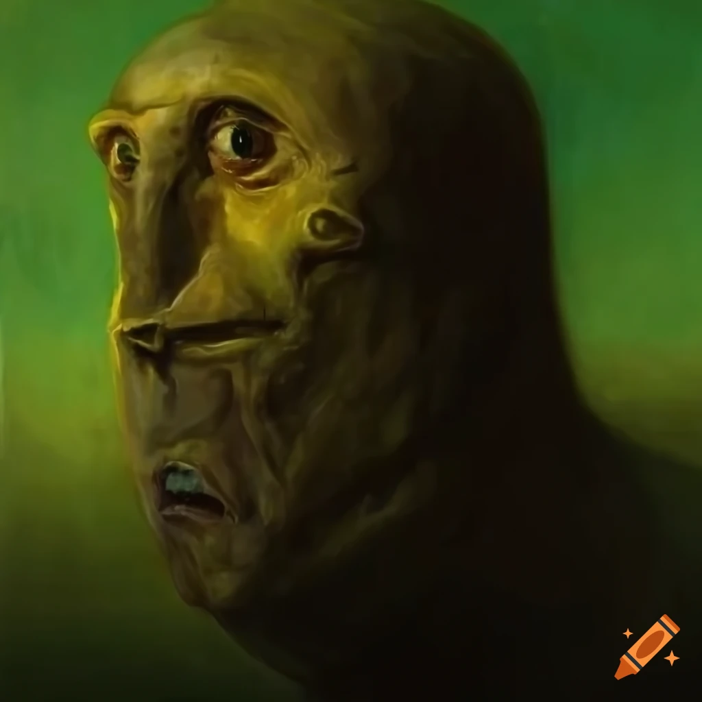 painting of a lizard man in eerie art styles