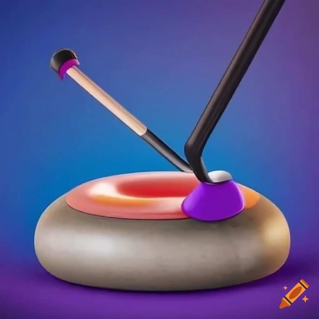 Curling player sweeping in front of stone