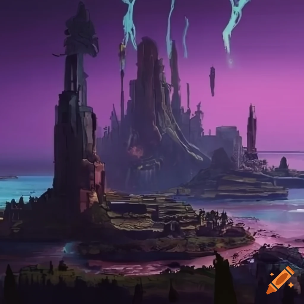 artwork of a solarpunk island
