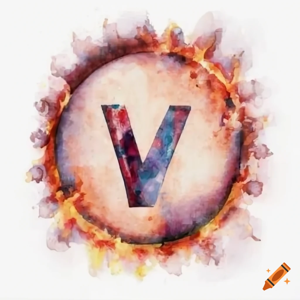 flaming gear surrounding letter V