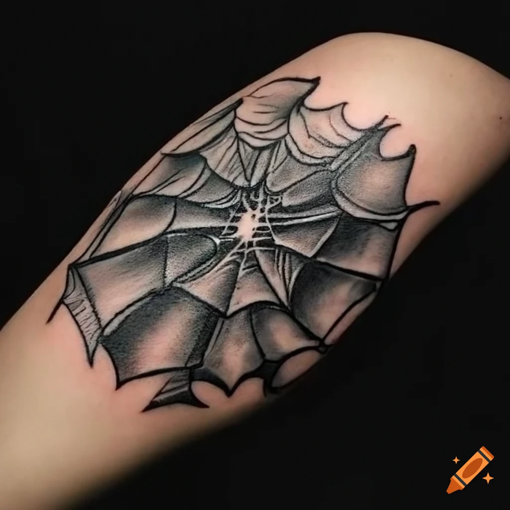 Grayscale spider web tattoo design on Craiyon