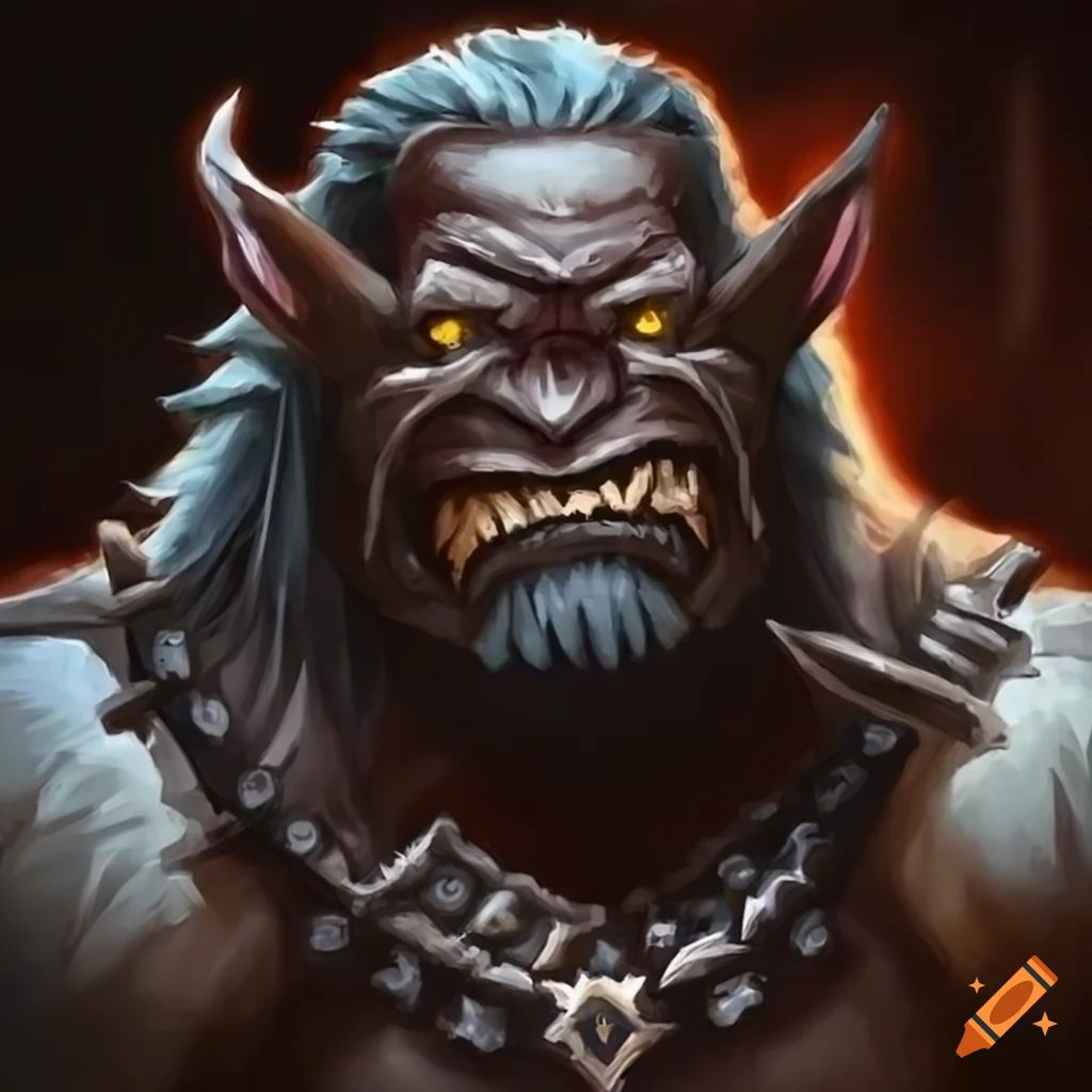 illustration of a fierce half orc barbarian