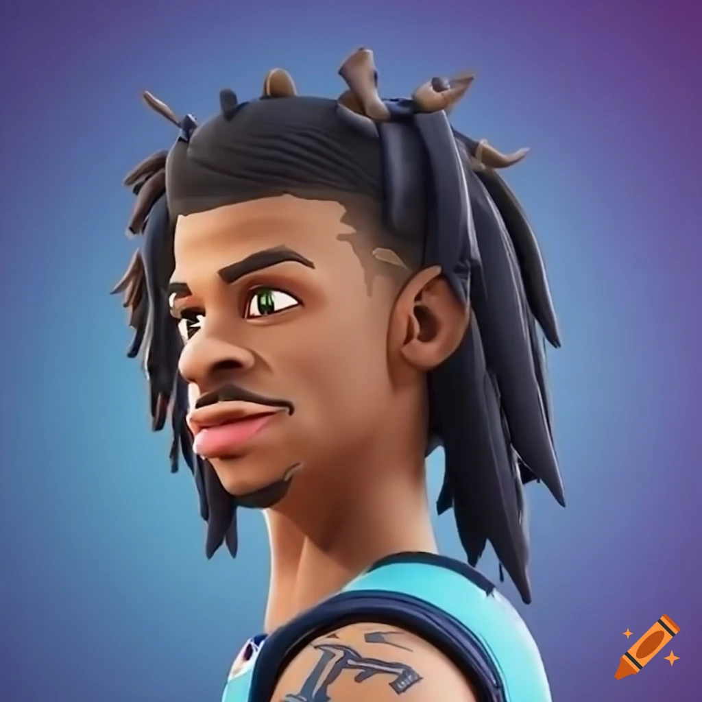 Close-up of ja morant as an animated fortnite character