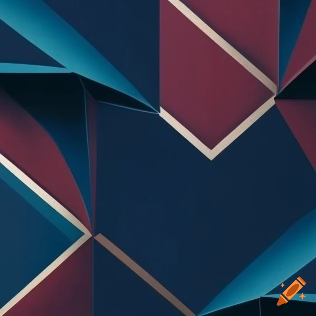 dark blue, red, and cream geometric wallpaper