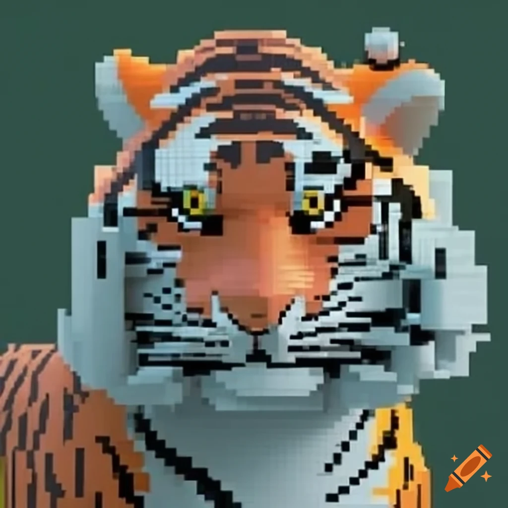 pixel art representation of a tiger