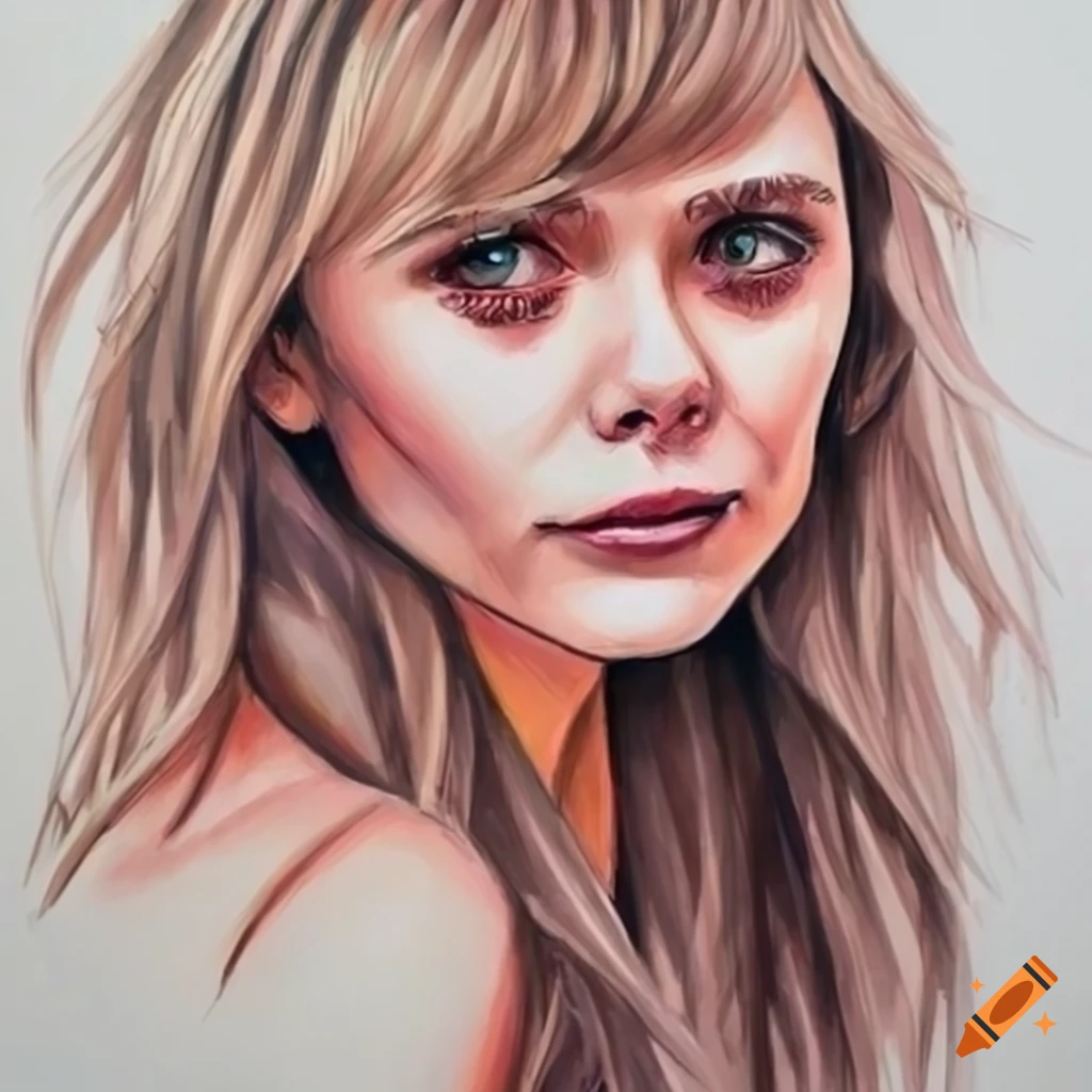 pencil sketch of Elizabeth Olsen