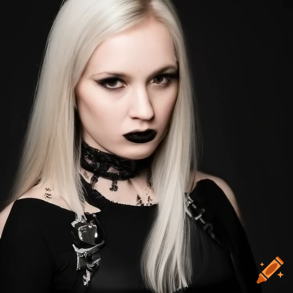 portrait of a stunning blond girl with gothic fashion