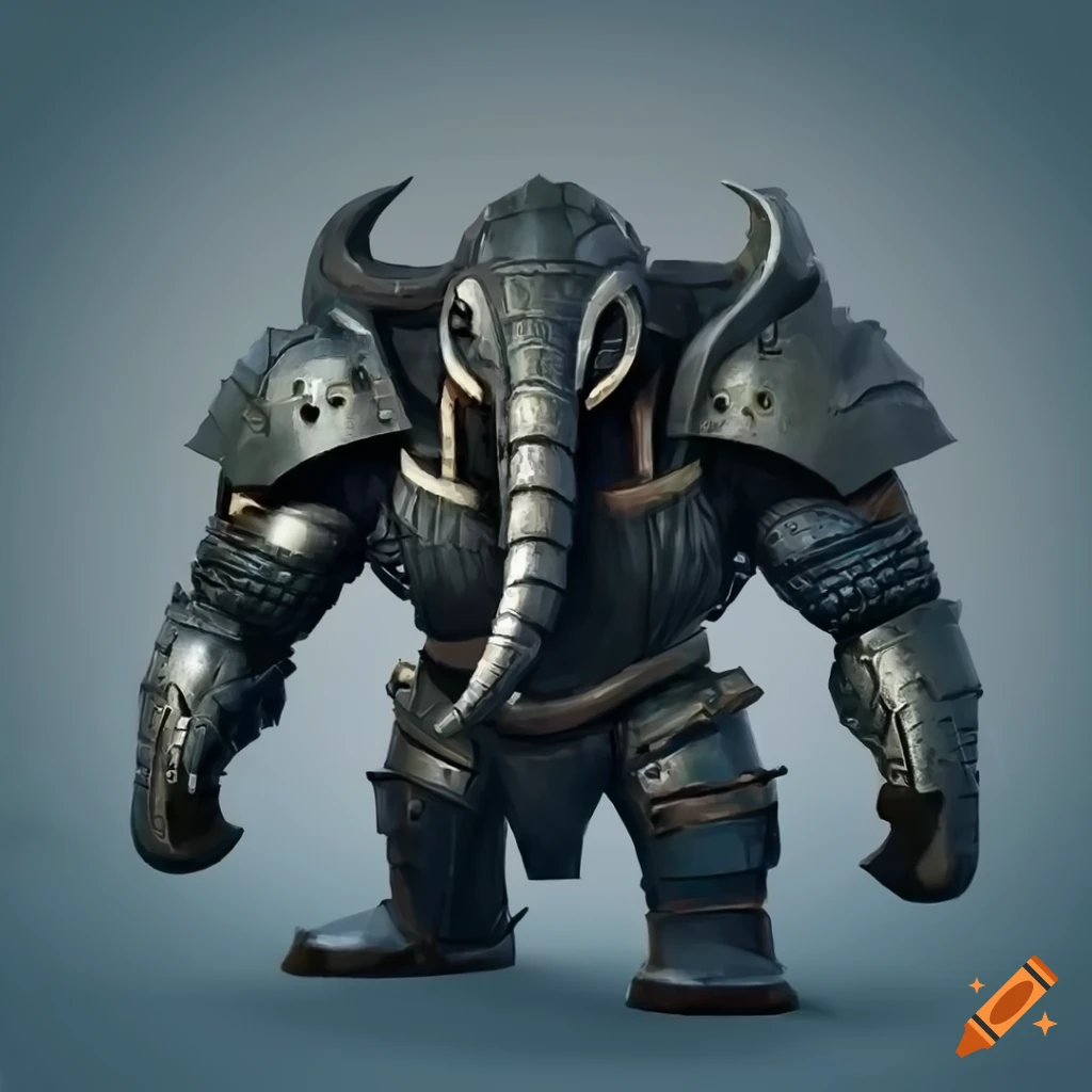 image of a loxodon in heavy armor