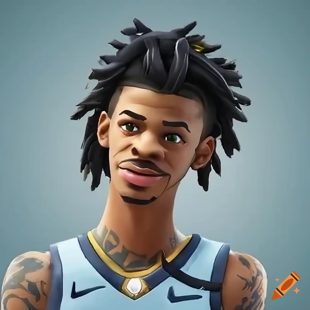 Closeup of animated ja morant in fortnite on Craiyon