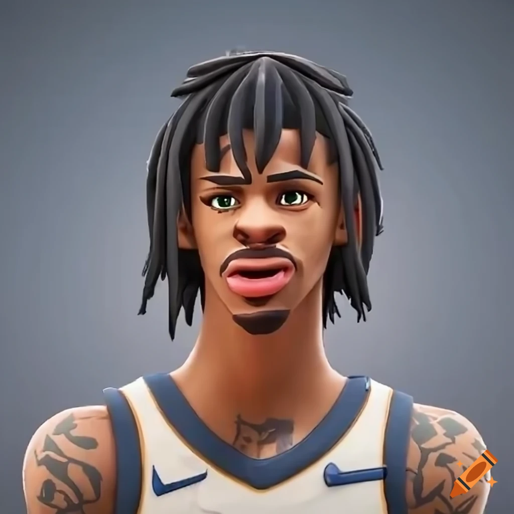 Close up of animated ja morant in fortnite style