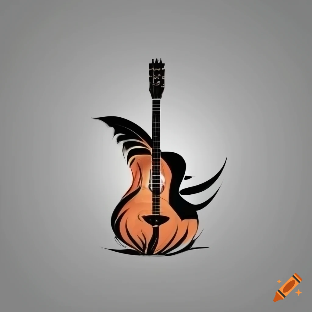 logo design with a feather and a guitar
