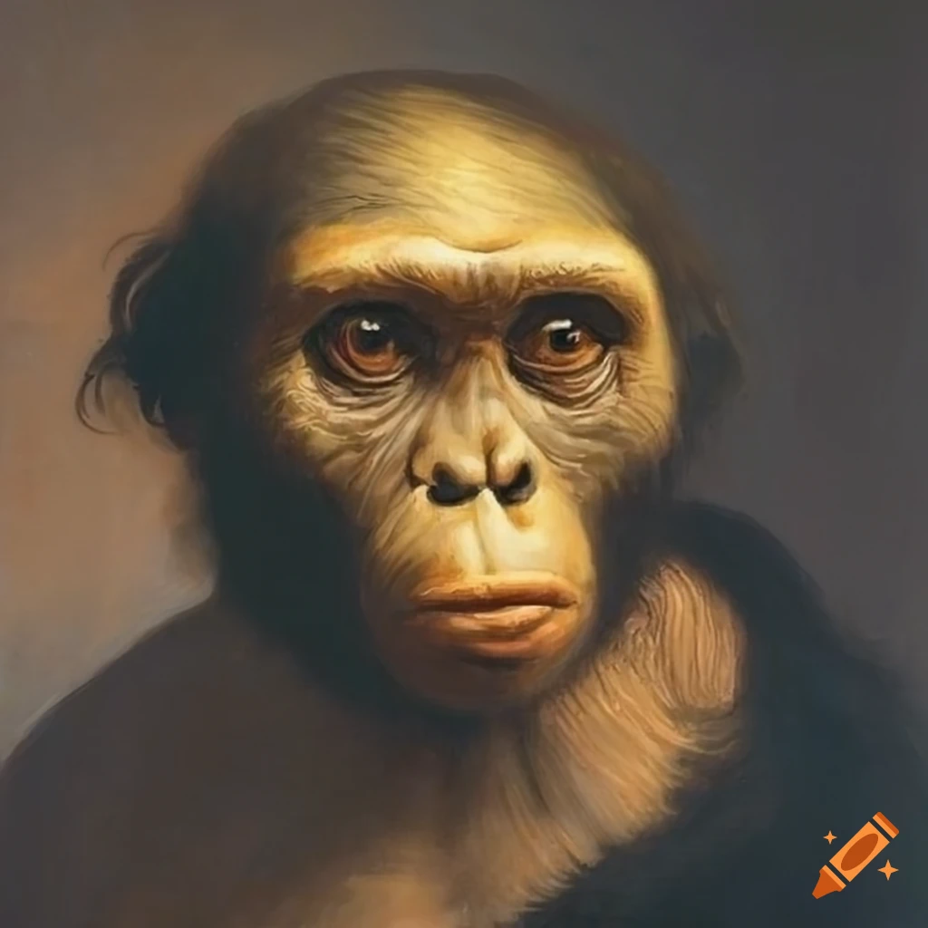 Portrait painting of australopithecus