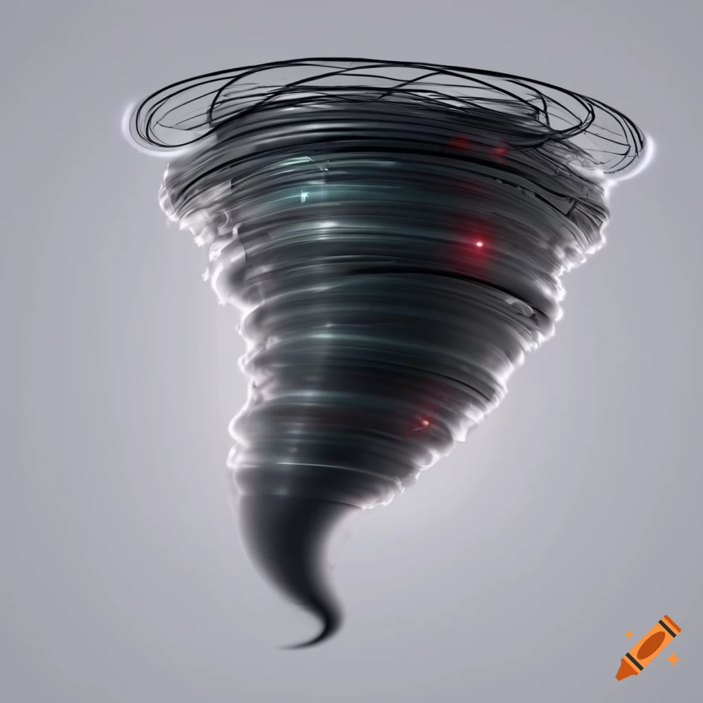 3D rendering of a profile view of a powerful tornado